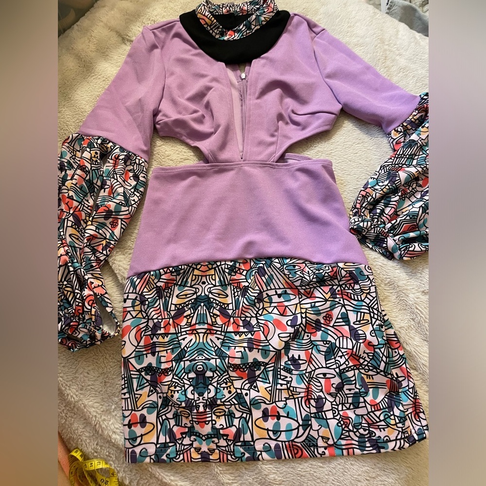 NWT SHEIN X Trendy Abstract Colorful Mini Rave Dress